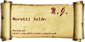 Moretti Jolán névjegykártya